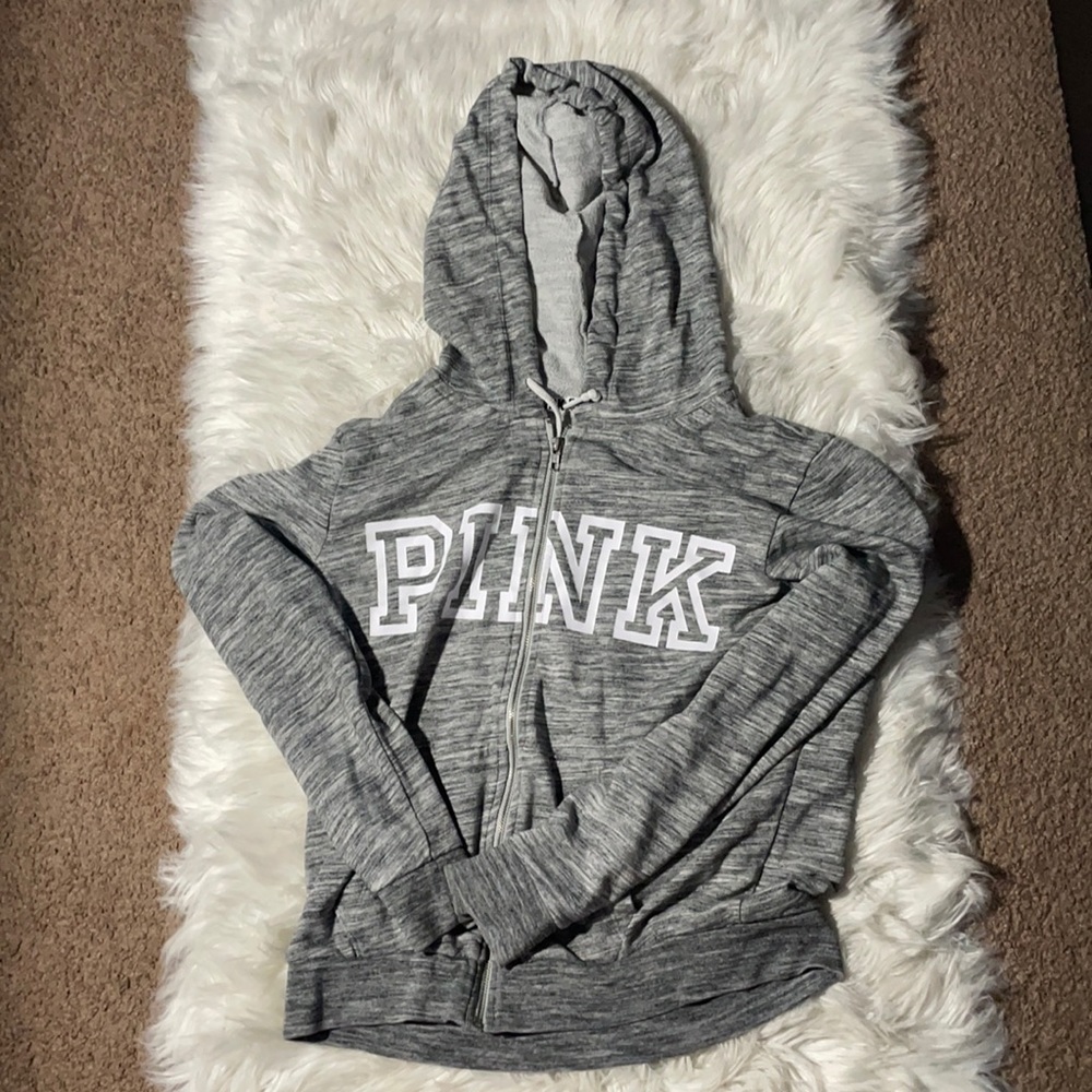 PINK Women’s Grey Lettered Zip-up jacket